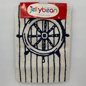 Jellybean Ships Wheel Accent Rug 20x30" Washable Indoor/Outdoor Doormat Nautical